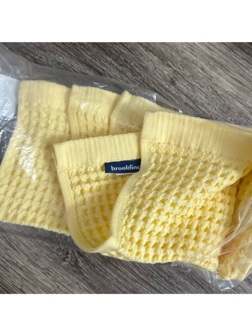 Brooklinen Waffle Washcloth Set 2 Cotton Towels Popcorn yellow color 13”